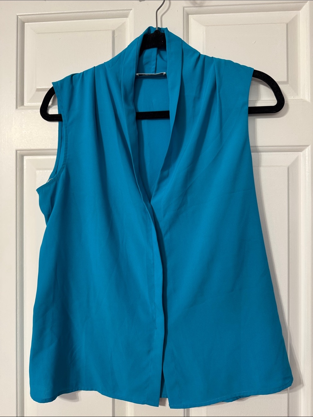 Calvin Klein Sleeveless Draped V-Neck Camisole - Turquoise Blue